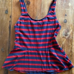 Blue and red striped peplum